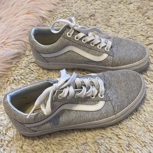 Vans women sneakers size 6 white gray stripe